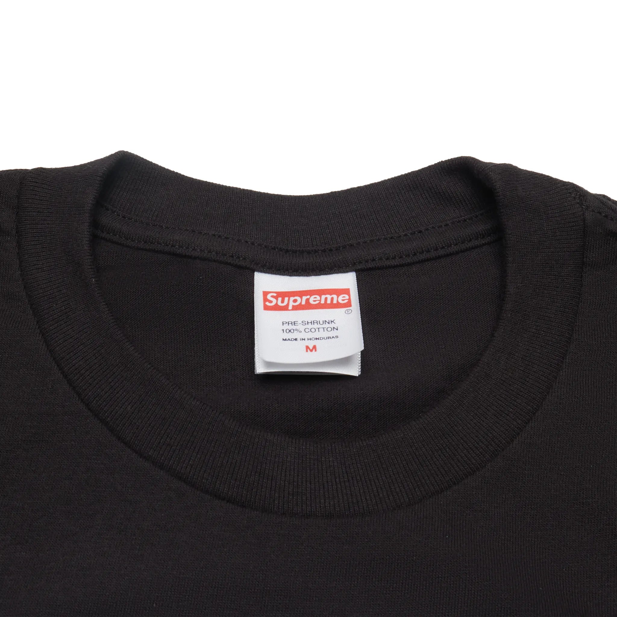 Detailed Neck View of Supreme Playboi Carti Black T Shirt FW25T50-BLACK